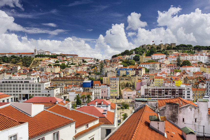 里斯本葡萄牙的天线在圣豪尔赫城图片