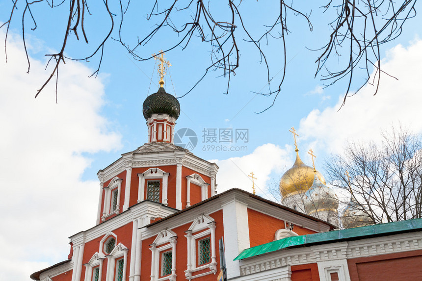 莫斯科Ostozhenka街Zachatyevsky修道院感化修道院NaryshkinBaroke教堂图片