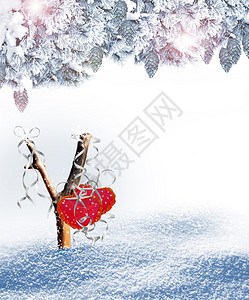 雪中的树心背景图片