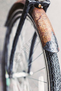 自行车轮和胎生锈和古图片