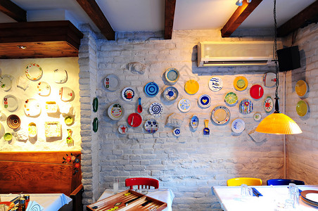 锡蒂亚餐厅内部希腊小酒馆概念背景