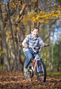 秋天骑自行车在图片