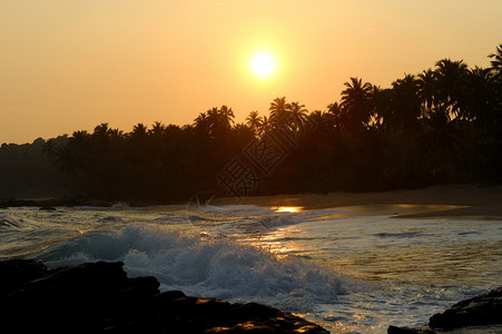 美丽的热带日落海图片