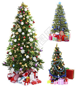 圣诞树与礼物拼贴图片