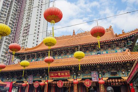香港锡植园黄大仙庙的拥挤日它是最大的庙之一高清图片