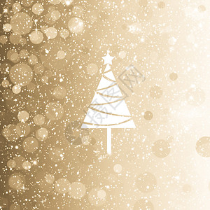 冬天的浅银色金背景与圣诞前夜树图片