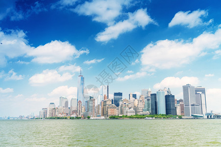 曼哈顿市中心天际线的壮丽纽约市图片
