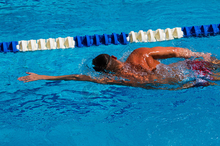专业游泳运动员在游泳池图库片图片