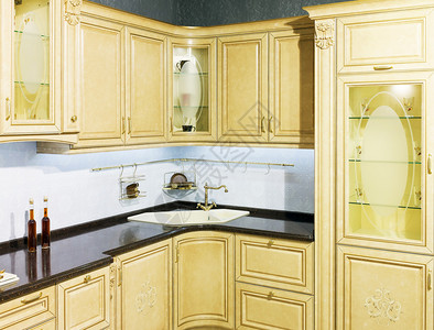 古典风格厨房的内部图片