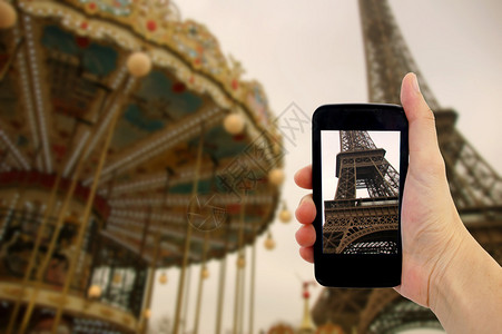 旅行概念游客拍摄巴黎埃图片