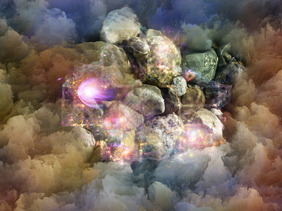 彩色分形云和图形元素的组合图片