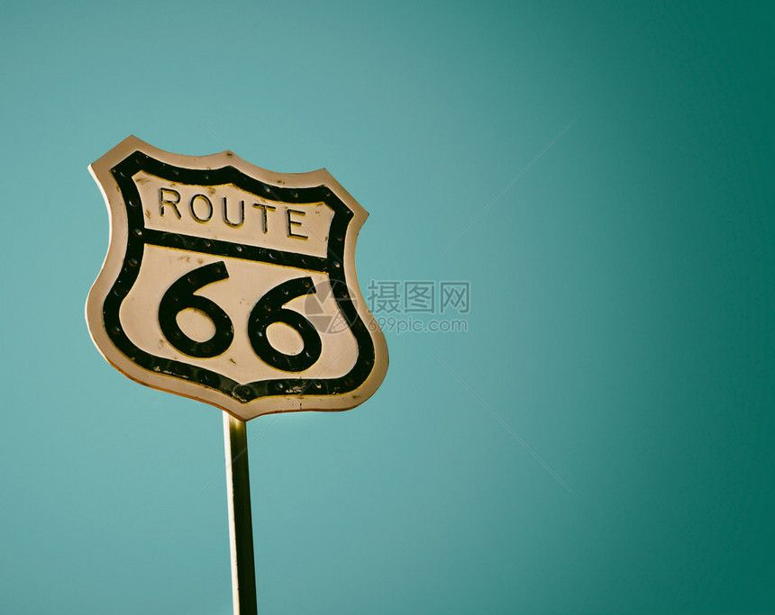 66号公路历史悠久的美国路标图片