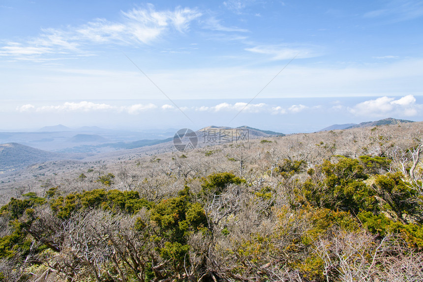 在韩国济州岛Hallasan山公园的YeongsilTrail课程上与O图片