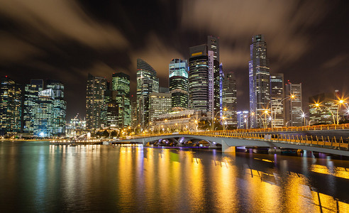 新加坡城市景观夜景高清图片