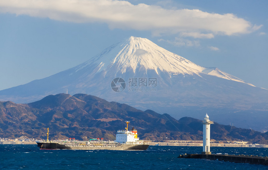 冬季在静冈省富士山和S图片