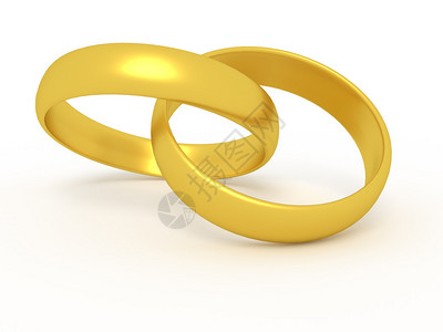 说明两个相连的结婚戒指被孤立在图片