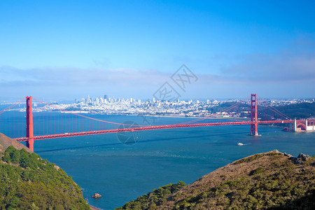 整个金门大桥旧金山天际线图片