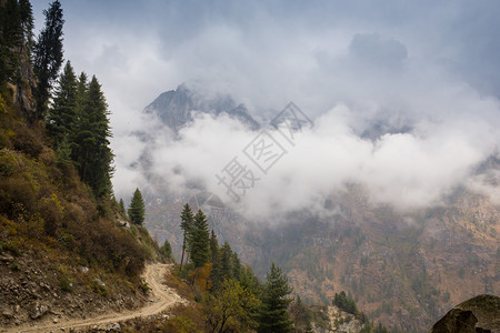 山中通往山顶的石路图片