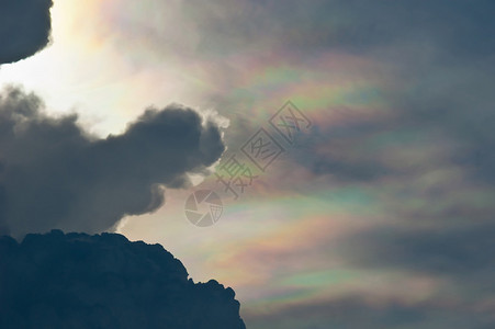 虹彩菌盖云七彩云背景图片