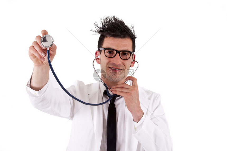 医生用听诊器的肖像图片