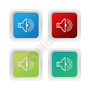 一组方形多彩按钮有蓝色绿色和红图片