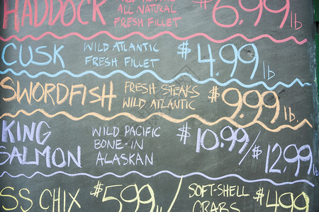 黑板菜单鱼餐自订码头图片