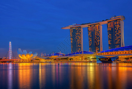 新加坡天际线和滨海湾景观图片