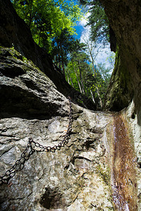 穿越奥地利绿色峡谷的攀登路线图片
