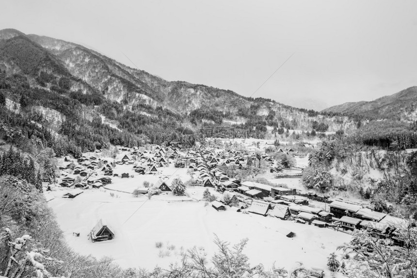 白川乡的灯火通明图片