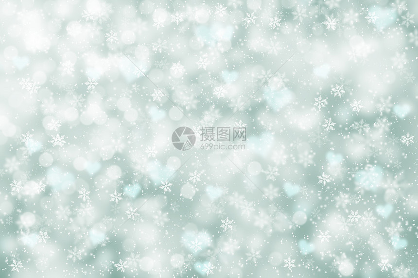 美丽而模糊的蓝色绿颜抽象雪花圣诞插图背景图片