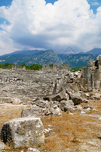 古罗马剧院的照片的废墟在土耳图片