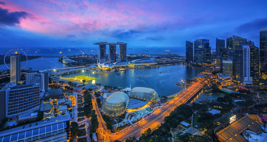 玛里娜湾沙和新加坡城的市风景图片