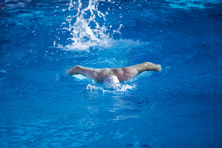 室内游泳池的游泳者锻炼运图片