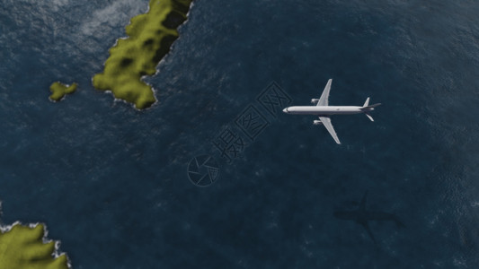 飞机飞过大海图片