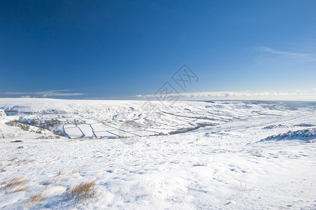 北约克郡荒原冬季英国农村风景冬天下雪覆盖了英背景