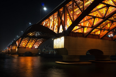 从永登浦区一侧拍摄的汉江城山大桥背景图片