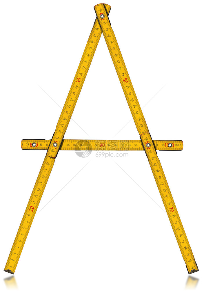 旧木黄色仪表以字母A的形状孤立图片