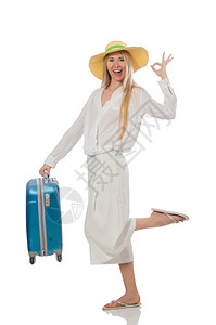 白色旅行概念中的女人图片