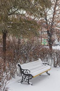 冬季城市公园的班子里背景图片