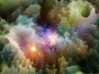 彩色分形云和图形元素的图形组合图片