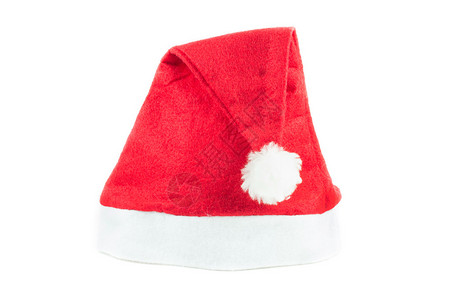 白色背景上的红色圣诞老人帽子图片