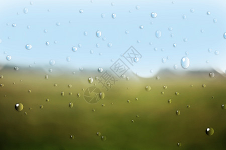 雨天自然透过窗户与雨滴图片