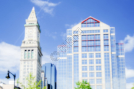 美国波士顿海关大楼塔的焦点分散的背景图片