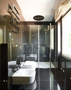 室内现代房黑浴室厕图片