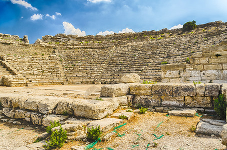 希腊Segesta剧院的废墟图片