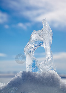 冬季贝加尔湖蓝天下的浮冰水晶图片