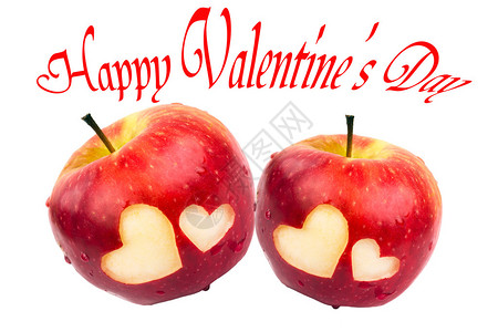 情人节快乐两个苹果红心图片