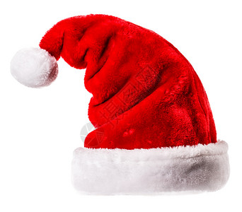 圣诞老人帽子孤立于白色背景的白图片