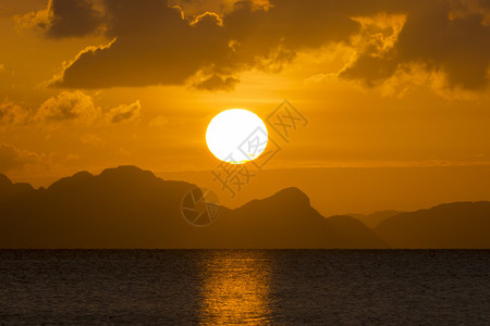 夏季湖边的日落图片