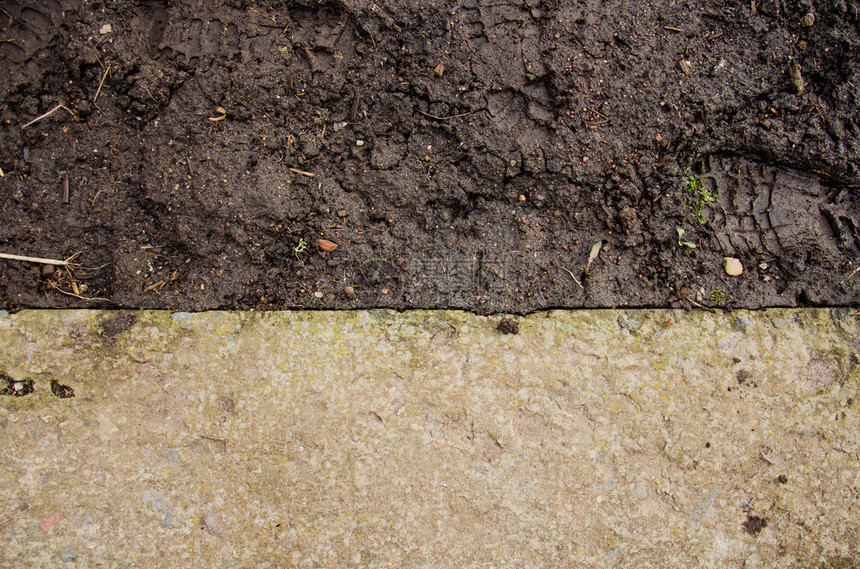 土墩建设土壤背景公园地面纹理与岩石覆盖物和泥土黑土质地土路上棕色砾图片